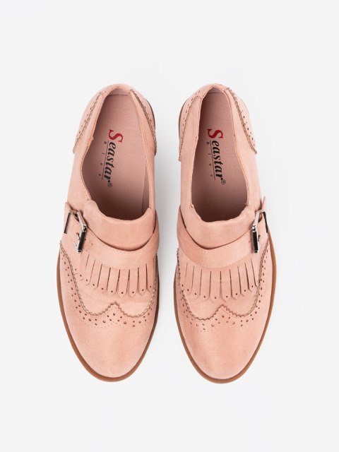 Różowe zamszowe loafersy płaskie - 40 Różowe zamszowe loafersy płaskie - 40