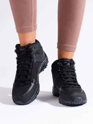 Buty trekkingowe damskie z wysoką cholewką DK czarne Softshell - 37