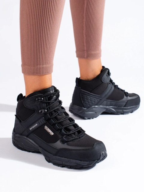 Buty trekkingowe damskie z wysoką cholewką DK czarne Softshell - 37