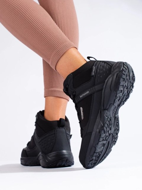 Buty trekkingowe damskie z wysoką cholewką DK czarne Softshell - 37