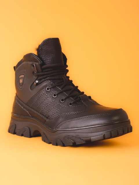 Czarne buty zimowe męskie - 40