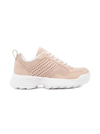 Lekkie sneakersy damskie ażurowe jasnoróżowe - 36