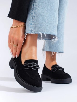 Loafersy damskie Potocki zamszowe czarne - 36