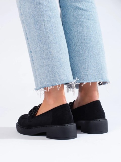 Loafersy damskie Potocki zamszowe czarne - 36