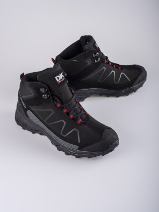 Męskie wysokie sznurowane buty trekkingowe DK czarne - 43