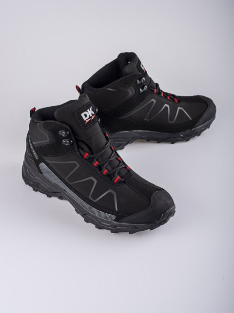 Męskie wysokie sznurowane buty trekkingowe DK czarne - 43