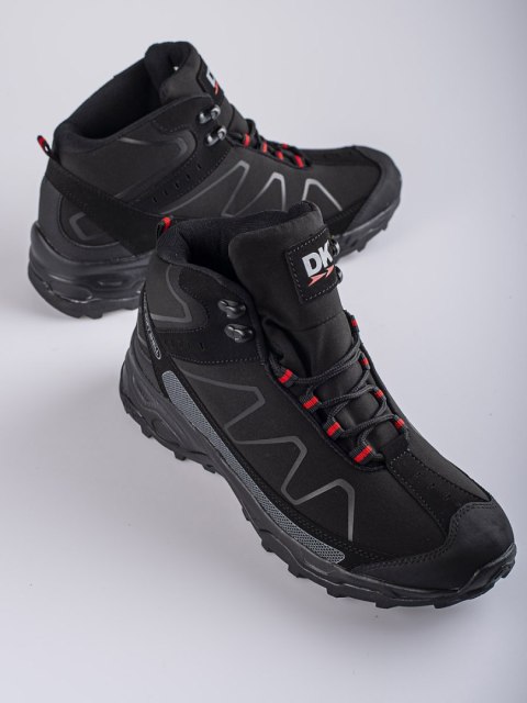 Męskie wysokie sznurowane buty trekkingowe DK czarne - 43