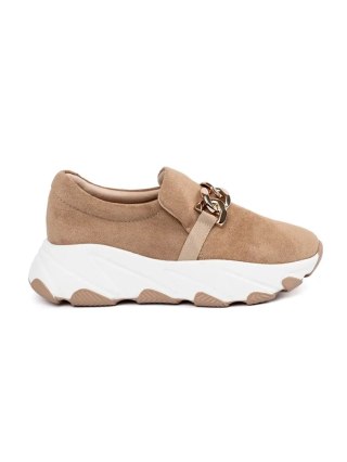 Potocki damskie zamszowe sneakersy beżowe - 38