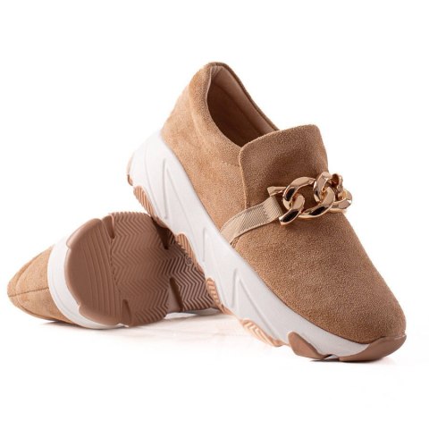 Potocki damskie zamszowe sneakersy beżowe - 38