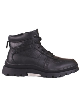 Zimowe buty męskie ocieplane futerkiem czarne - 42
