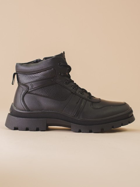 Zimowe buty męskie ocieplane futerkiem czarne - 45 Zimowe buty męskie ocieplane futerkiem czarne - 45