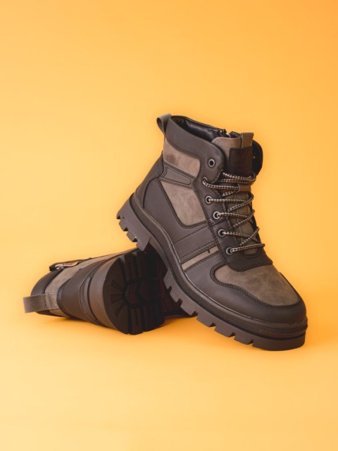 Zimowe buty męskie ocieplane futerkiem szare - 44 Zimowe buty męskie ocieplane futerkiem szare - 44