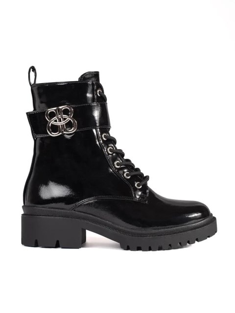 Czarne lakierowane botki workery damskie - 41