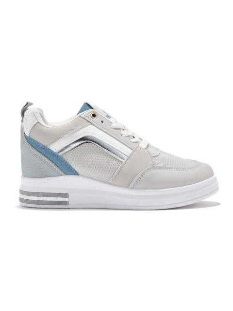 Damskie szare sneakersy z ukrytą koturną - 38