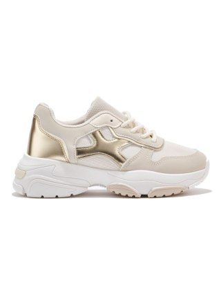 Sneakersy damskie beżowo-złote - 38