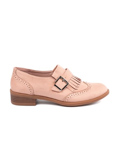 Różowe zamszowe loafersy płaskie - 41