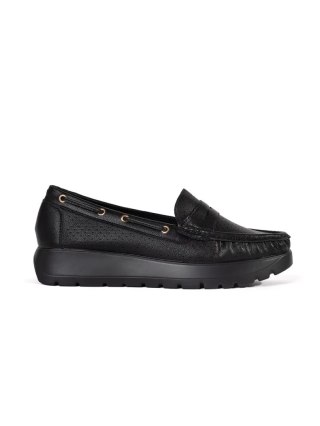 Stylowe czarne mokasyny damskie - 40