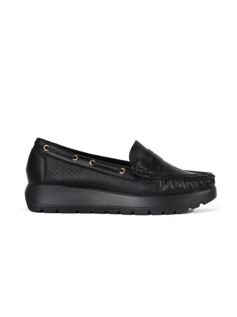 Stylowe czarne mokasyny damskie - 40