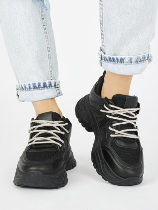 Damskie czarne sneakersy - 38