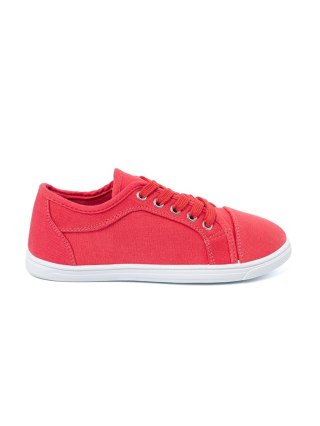Trampki czerwone sznurowane - 35