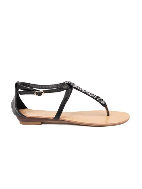 Płaskie sandałki czarne w stylu japonek - 39 Płaskie sandałki czarne w stylu japonek - 39