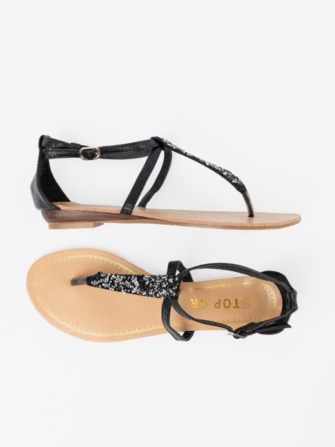 Płaskie sandałki czarne w stylu japonek - 39 Płaskie sandałki czarne w stylu japonek - 39