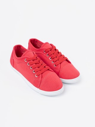 Trampki czerwone sznurowane - 32