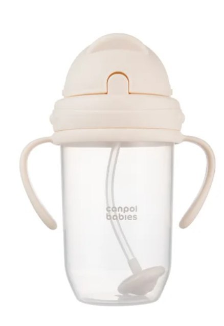CANPOL 56/623 Kubek niekapek z rurką i odważnikiem 270ml kremowy CANPOL 56/623 Kubek niekapek z rurką i odważnikiem 270ml kremowy