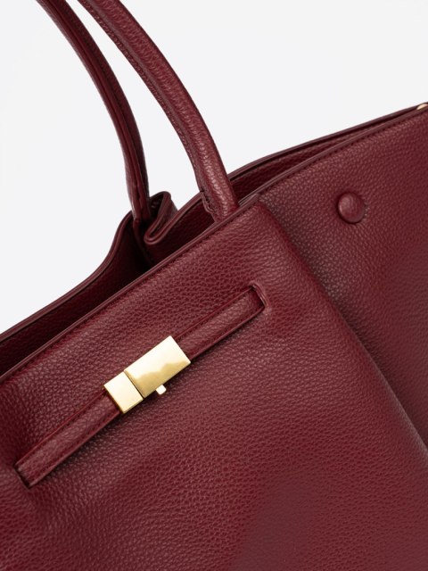 Elegancka bordowa shopperka na ramię - one size