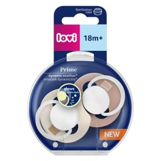 LOVI 34/438 Smoczek silikonowy dynamiczny Prime 18+m 2 szt Ivory Glow/Blush Glow