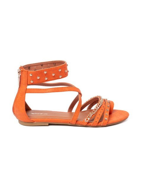 Pomarańczowe sandały boho z ćwiekami - 39 Pomarańczowe sandały boho z ćwiekami - 39