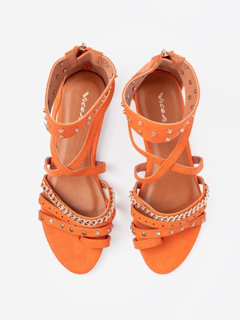Pomarańczowe sandały boho z ćwiekami - 39 Pomarańczowe sandały boho z ćwiekami - 39