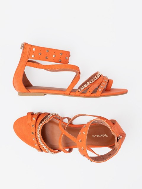 Pomarańczowe sandały boho z ćwiekami - 39 Pomarańczowe sandały boho z ćwiekami - 39