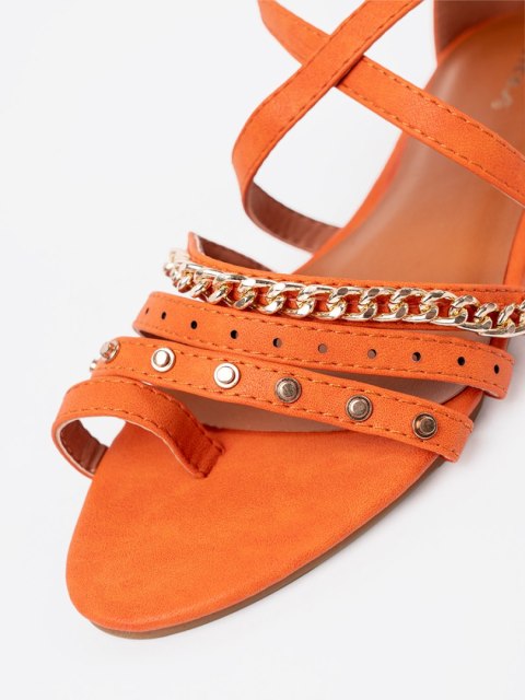 Pomarańczowe sandały boho z ćwiekami - 39 Pomarańczowe sandały boho z ćwiekami - 39