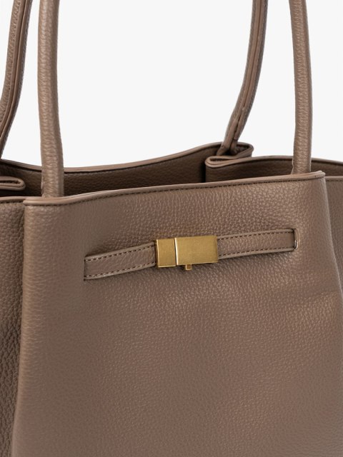 Torba shopper taupe z zapięciem - one size