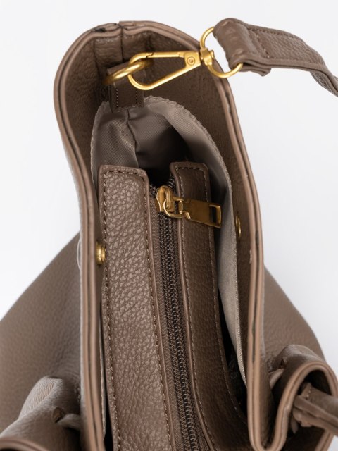 Torba shopper taupe z zapięciem - one size