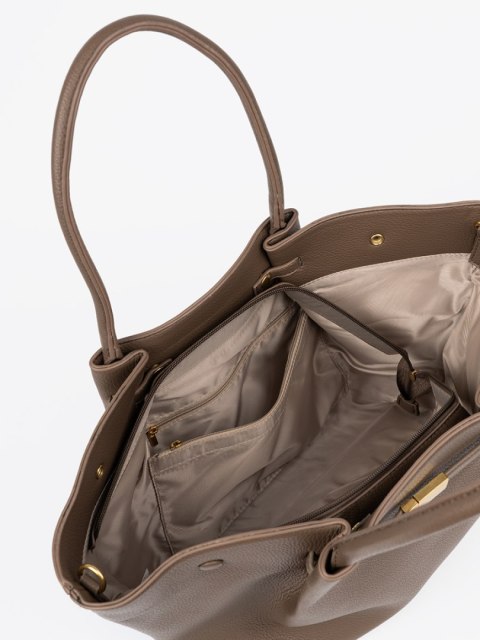 Torba shopper taupe z zapięciem - one size