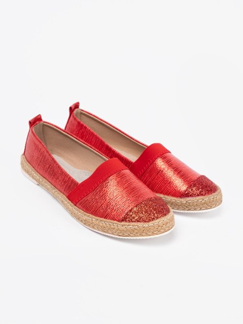 Czerwone espadryle z błyszczącą nitką - 37