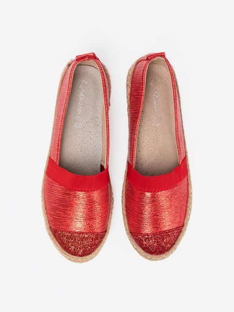 Czerwone espadryle z błyszczącą nitką - 37