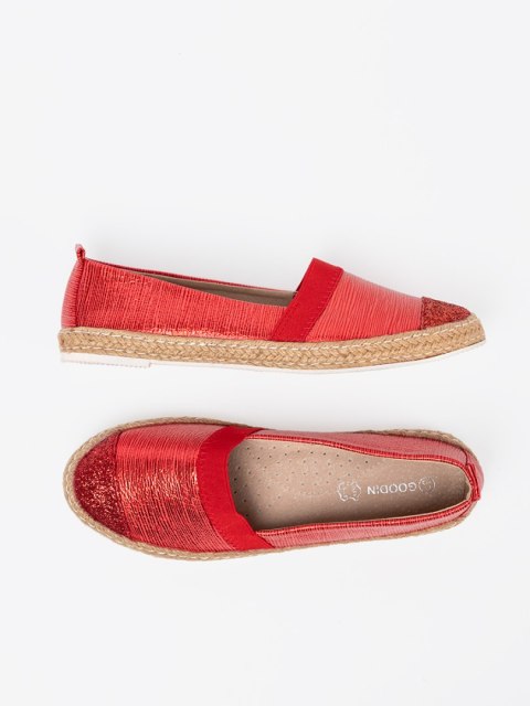 Czerwone espadryle z błyszczącą nitką - 37
