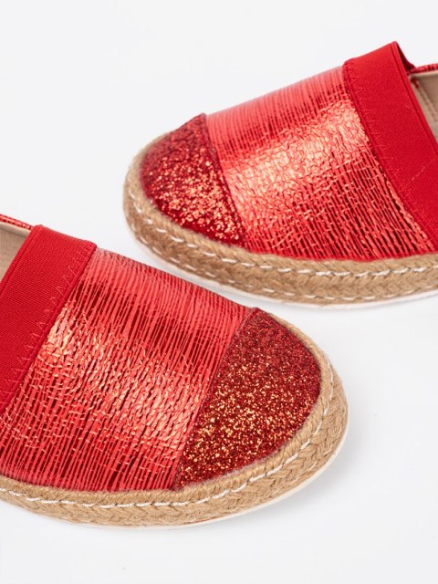 Czerwone espadryle z błyszczącą nitką - 37