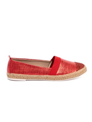 Czerwone espadryle z błyszczącą nitką - 39