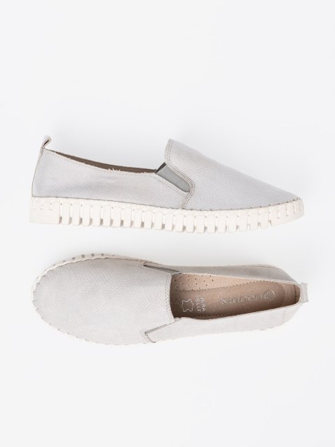 Jasnoszare trampki slip-on z elastycznymi wstawkami - 38 Jasnoszare trampki slip-on z elastycznymi wstawkami - 38