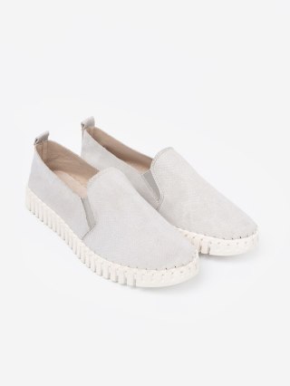 Jasnoszare trampki slip-on z elastycznymi wstawkami - 41