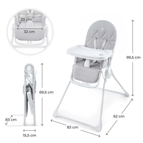 KINDERKRAFT Krzesełko do karmienia BINCI light grey KINDERKRAFT Krzesełko do karmienia BINCI light grey