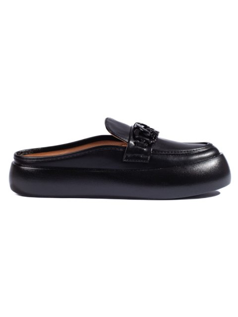 Zabudowane stylowe czarne klapki damskie - 39 Zabudowane stylowe czarne klapki damskie - 39