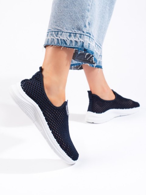Ażurowe wsuwane granatowe buty sportowe - 37 Ażurowe wsuwane granatowe buty sportowe - 37