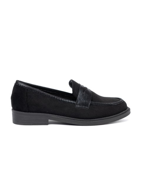 Czarne zamszowe loafersy - 39