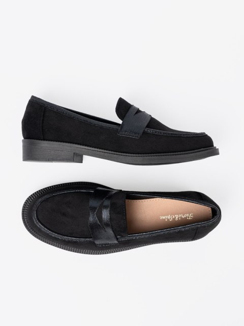 Czarne zamszowe loafersy - 39