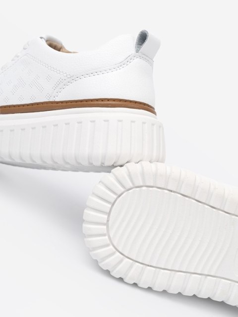 Białe sneakersy skórzane platformie Sergio Leone - 39